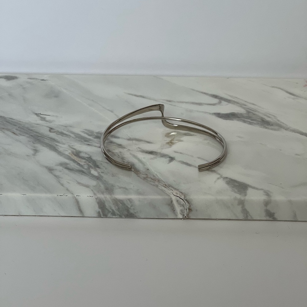 Sterling Silver .925 Double Wave Wrap Bracelet - image 3